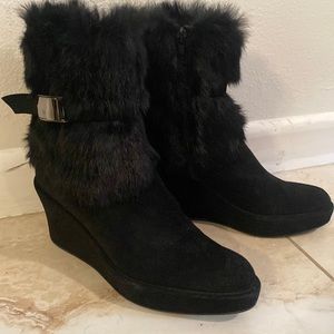 Authentic Stuart Weitzman ankle booties, fur top